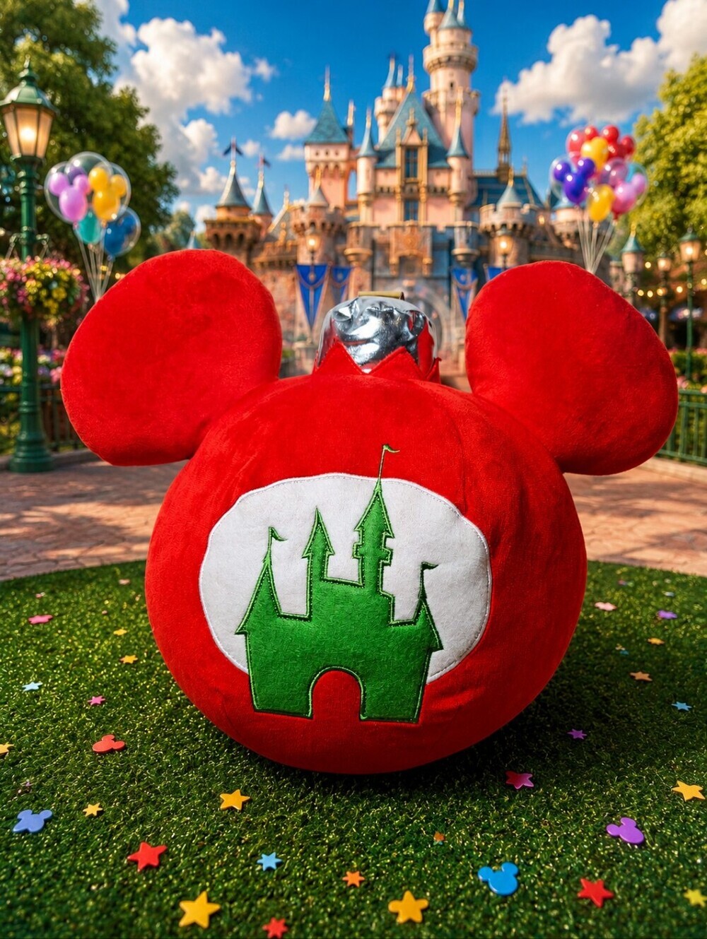 Disney Parks Holiday Christmas Mickey Icon Castle Ornament 16 Inch Pillow